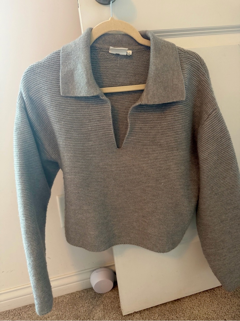 Women's Gray Collared Knit Sweater